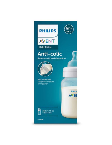 Бебешко шише за хранене Avent Anti-Colic, 1 м+, 260 мл., SCY103/01
