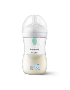 Бебешко шише за хранене Avent Natural Response с клапа AirFree, 260 мл., 1м+, слончета SCY673/81 2