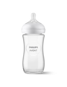 Бебешко шише за хранене стъклено Avent Natural Response 240 мл., 1+ месеца SCY933/01
