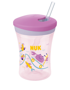 NUK EVOLUTION Action Cup Чаша 230мл. със сламка, 12+ мес. Лилава
