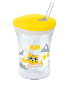 NUK EVOLUTION Action Cup, Чаша 230мл., 12+мес., със сламка Жълта