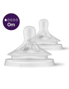 Биберони за хранене Avent Natural Response 0 м, Сила на потока 1, 2 бр., SCY961/02