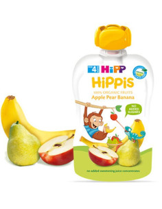 БИО Плодово пюре Hipp HiPPiS ябълка, круша и банан 100гр.