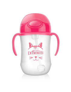 Детска чаша с гъвкава сламка с тежест Dr.Browns 270 мл. Розов, 6м+