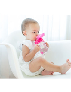 Детска чаша с гъвкава сламка с тежест Dr.Browns 270 мл. Розов, 6м+ 2