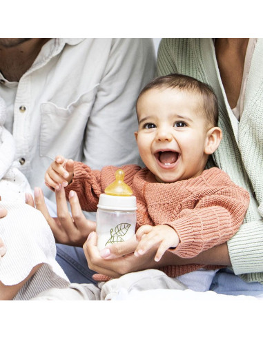 Бебешко шише за хранене стъклено NIP Cherry Green Flow S, 120 мл, 0 месеца +