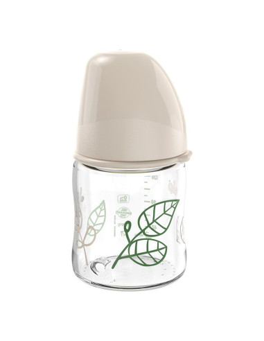 Бебешко шише за хранене стъклено NIP Cherry Green Flow S, 120 мл, 0 месеца +