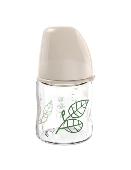 Бебешко шише за хранене стъклено NIP Cherry Green Flow S, 120 мл, 0 месеца +