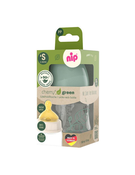 Бебешко шише за хранене NIP Cherry Green Flow S, 150мл, 0 месеца + Бебешко шише за хранене NIP Cherry Green Flow S, 150мл, 0 месеца +