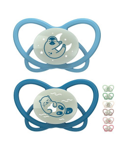 Залъгалки NIP My Butterfly Night Green с кутийка етап 2, 5-18 месеца, Светещи в тъмното, 2 бр.