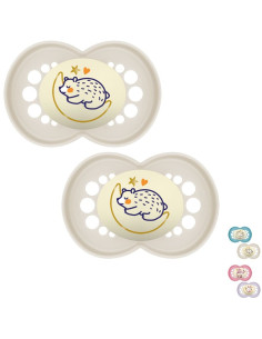 Залъгалка MAM Original Pure Night Soother 16m+, със стерилизираща кутия, 2бр.