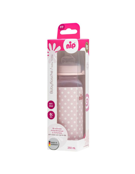 Бебешко шише за хранене NIP Trendy, Flow M, 250 мл, 6 месеца +