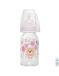 Бебешко шише за хранене стъклено NIP, Flow S, 125 мл, 0-6 месеца