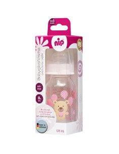 Бебешко шише за хранене стъклено NIP, Flow S, 125 мл, 0-6 месеца 2