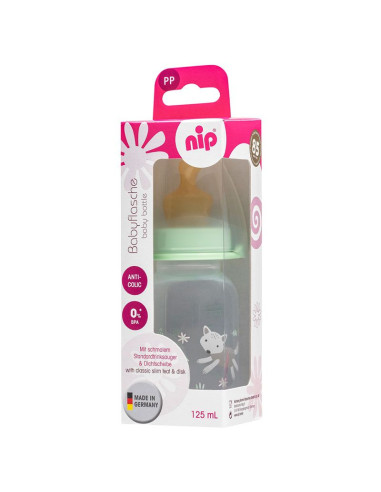Бебешко шише за хранене NIP Family, Flow S, 125 мл, 0-6 месеца