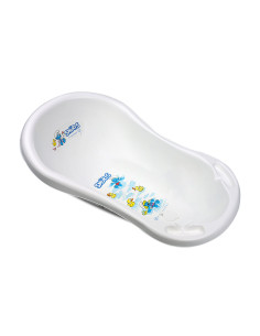 Бебешка нехлъзгаща вана с оттичане Lorelli The Smurfs, white, 84 см