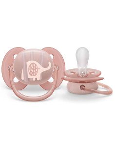 Ортодонтични залъгалки Philips-Avent Ultra Soft, 2 броя, със стерилизаторна кутия, слонче/палми, 0-6 м 2
