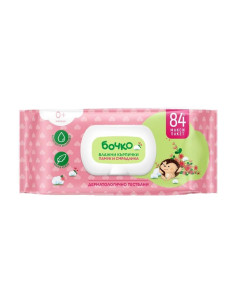 Влажни кърпички с капак Смрадлика Бочко, 84 броя