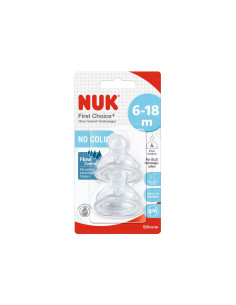 Силиконов биберон за хранене Nuk, 2 броя, 6-18м, flow control