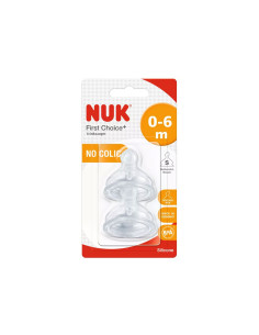 Силиконов биберон за хранене Nuk, 2 броя, размер S, 0-6м
