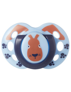 Ортодонтични залъгалки Tommee Tippee Fun Friends, 2 броя, със стерилизаторна кутия, синя заек/зелена катерица, 18-36м