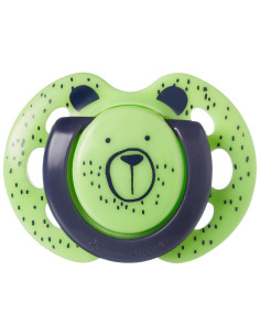 Ортодонтични залъгалки Tommee Tippee Fun Friends, 2 броя, със стерилизаторна кутия, зелена мече/бяла катерица, 0-6м