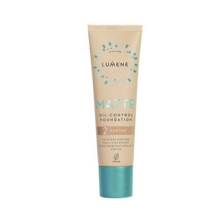 LUMENE VEGAN MATTE MEDIUM Фон дьо тен матиращ за мазна/комбинирана кожа 2, SPF 20 , 30 мл