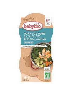 Био меню Babybio - Сьомга, картофи и спанак 2x200гр. 8м+
