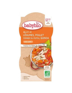 Био меню Babybio Лека нощ - Пилешко месо, киноа и зеленчуци 2x200гр 12м+
