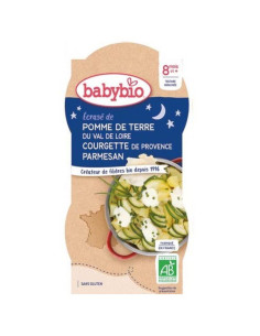 Био меню Babybio Лека нощ - Тиквички, картофи и пармезан 2x200гр 8м+