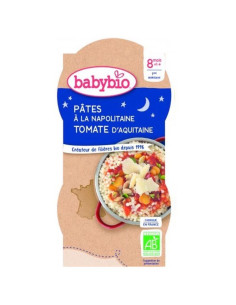 Био меню Babybio Лека нощ - Паста с домати 2x200гр. 8+м