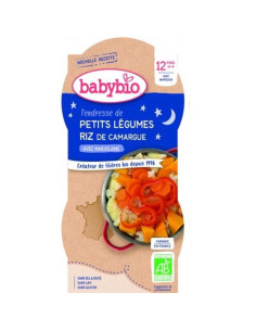 Био меню Babybio Лека нощ - Зеленчуци с ориз 2x200гр 12м+