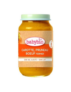 Био зеленчуково пюре Babybio - Морков, сини сливи и говеждо месо 200гр 8м+