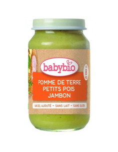 Био зеленчуково пюре Babybio - Картофи, зелен грах и шунка 200гр 8м+