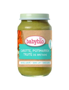 Био зеленчуково пюре Babybio с пъстърва 200гр. 8м.+