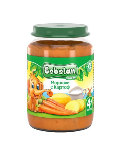 Зеленчуково пюре Bebelan Puree - Моркови с картофи 4+м, 190г
