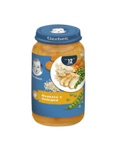 Бебешко пюре Gerber Фрикасе с пилешко, 12+мес, 250 g
