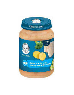 Пюре Nestle Gerber - Риба, картофи, тиквички и броколи, 190 g