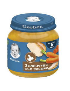 Пюре Nestle Gerber - Нежни зеленчуци със заешко, 125 g