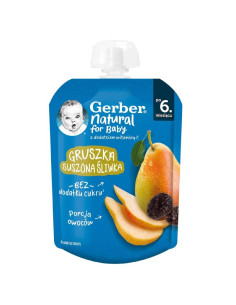 Пюре от круша и сушени сливи Nestlе Gerber - Пауч 6+ месеца, 80 g
