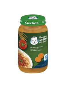 Био ястие Nestle Gerber Organic - Пълнозърнести спагети с телешко, 250 g