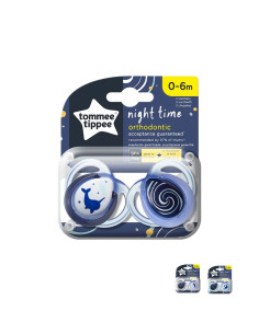 Ортодонтични залъгалки Tommee Tippee NIGHT TIME 0-6м, 2 бр.