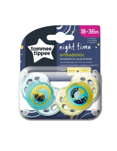 Ортодонтични залъгалки Tommee Tippee NIGHT TIME 18-36м, 2 бр.