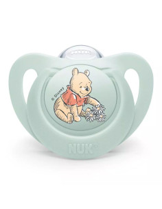 NUK биберон залъгалка силикон 0-6 мес. 1бр МЕЧО ПУХ + кутийка за съхранение и стерилизация в микровълнова- Тигър
