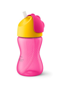 Неразливаща се чаша Avent със сламка 12М+ 300мл - момиче