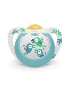 NUK биберон залъгалка каучук 6-18мес. 1бр. STAR + box - Жълта с цветя