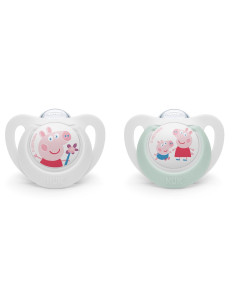 NUK биберон залъгалка силикон 6-18 мес., 2бр., Peppa Pig