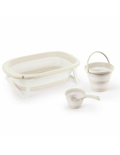 Сгъваема вана Dolu Relax Beige, с изход за оттичане, кофа и каничка 7271