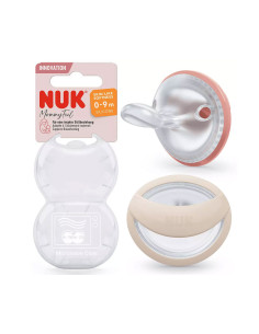 Силиконова залъгалка Nuk Mommy Feel, 2 броя, с кутийка, 0-9м, розова/бежова 2