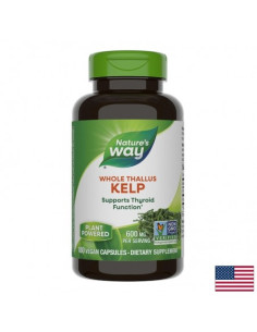 Келп – кафяви водорасли Източник на йод за щитовидната жлеза 600 mg, 180 капсули
